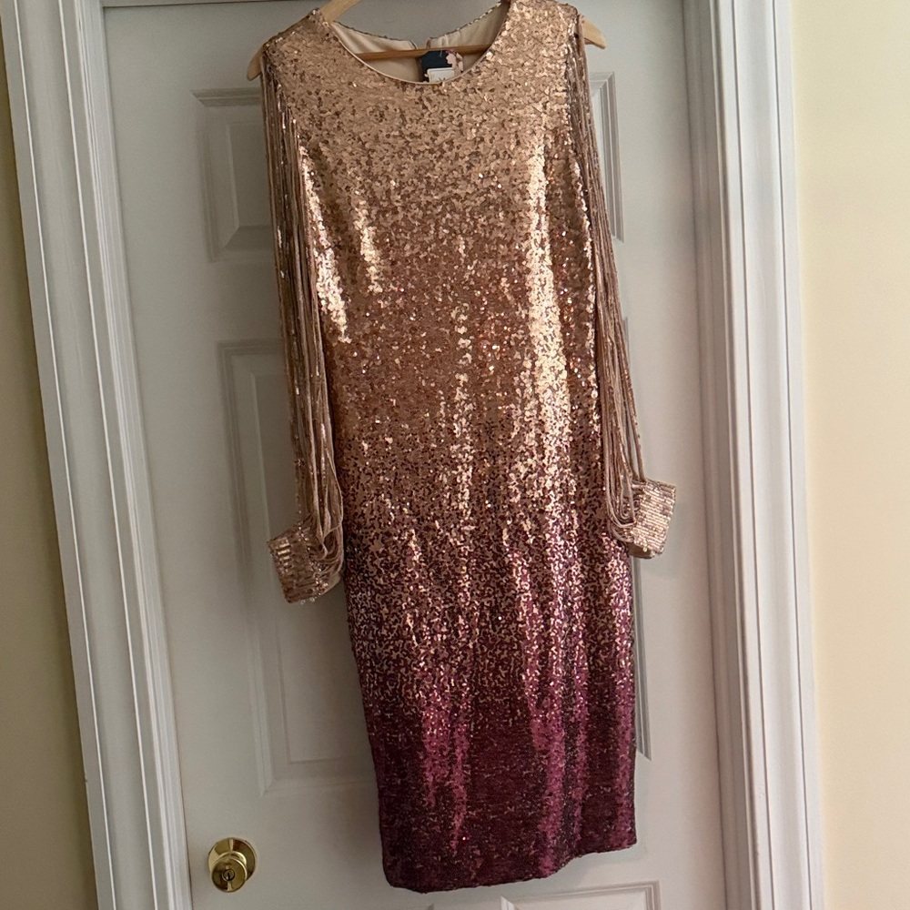 Stunning Sequined Ombre Party Dress in Rose Gold to Burgundy